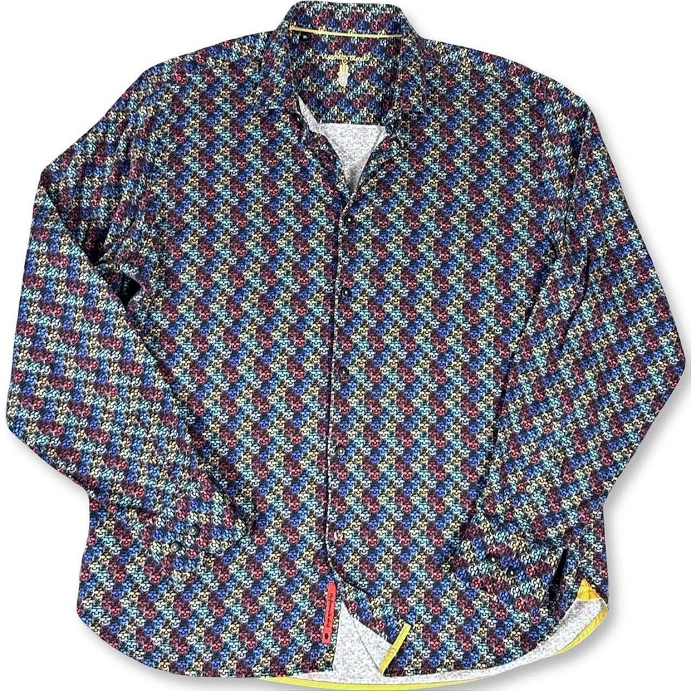 Visconti Black Long Sleeve Shirt Men XL Rainbow Skull Party Cocktail Gothic Loud